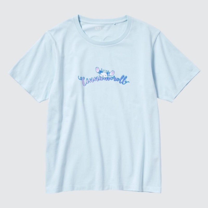 Blue Uniqlo Sanrio characters UT Short-Sleeve Women T Shirts | 4783586