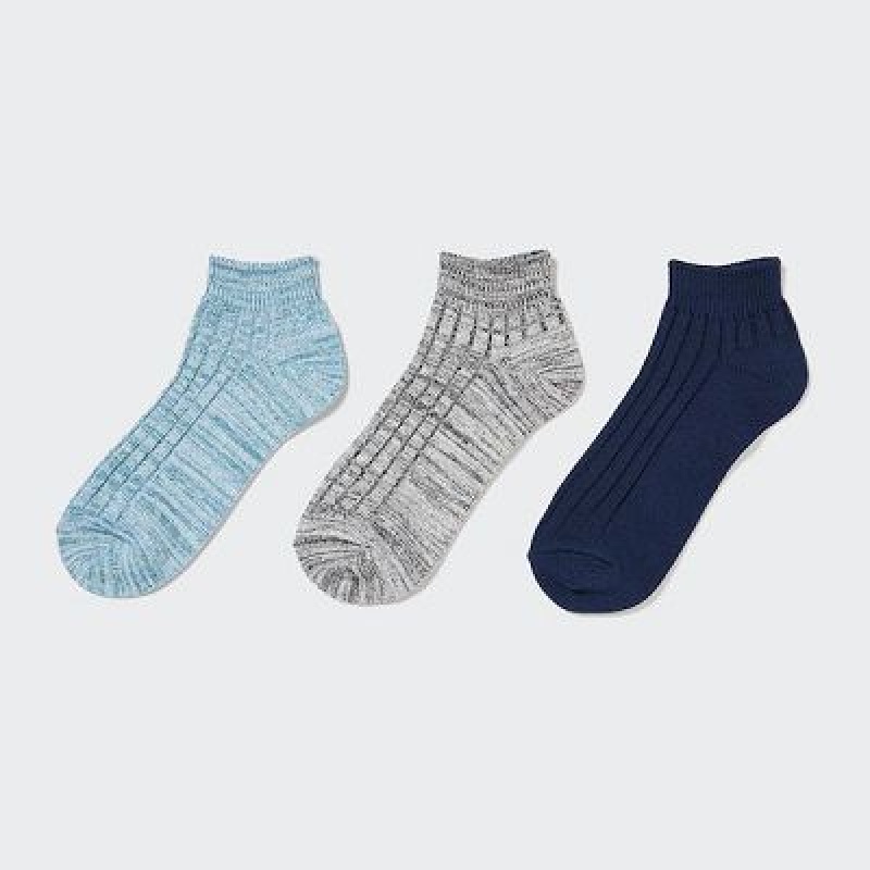 Blue Uniqlo Short 3 Pack Women Socks | 9898983