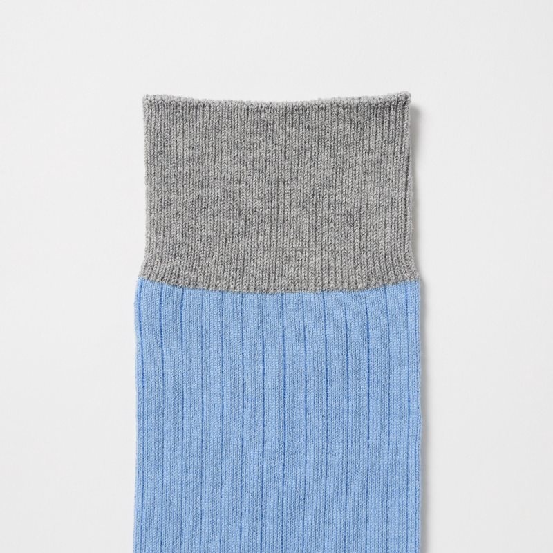 Blue Uniqlo Silket Ribbed Men Socks | 2140296