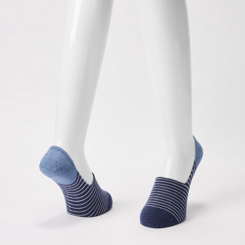 Blue Uniqlo Striped Low Cut Men Socks | 336164