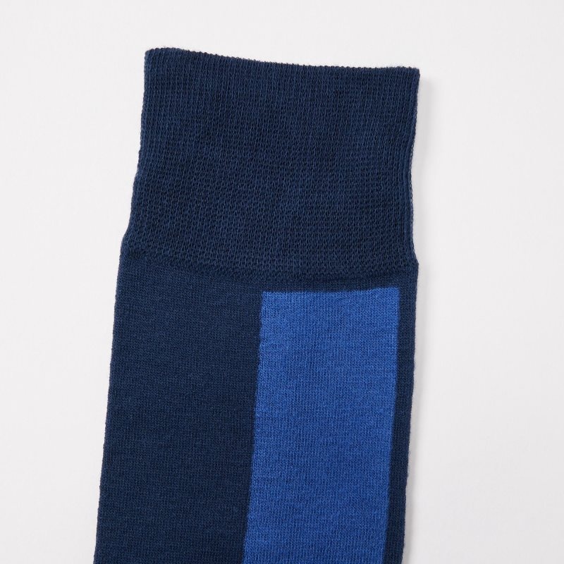 Blue Uniqlo Striped Men Socks | 4346210