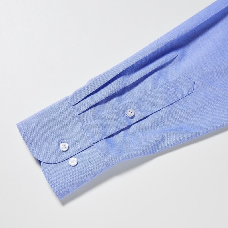 Blue Uniqlo Super Non-iron Slim-fit Long-sleeve Button Down Collar Men Shirts | 7611325