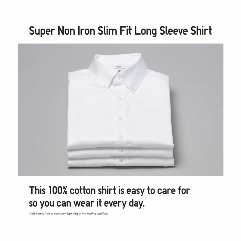 Blue Uniqlo Super Non-iron Slim-fit Long-sleeve Button Down Collar Men Shirts | 7611325