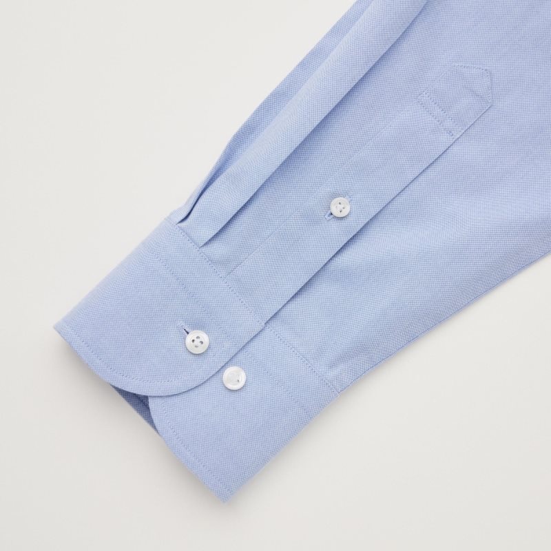 Blue Uniqlo Super Non-iron Slim-fit Long-sleeve Semi-wide Collar Men Shirts | 6878527