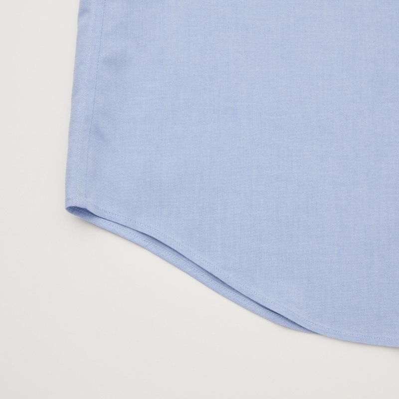 Blue Uniqlo Super Non-iron Slim-fit Long-sleeve Semi-wide Collar Men Shirts | 6878527