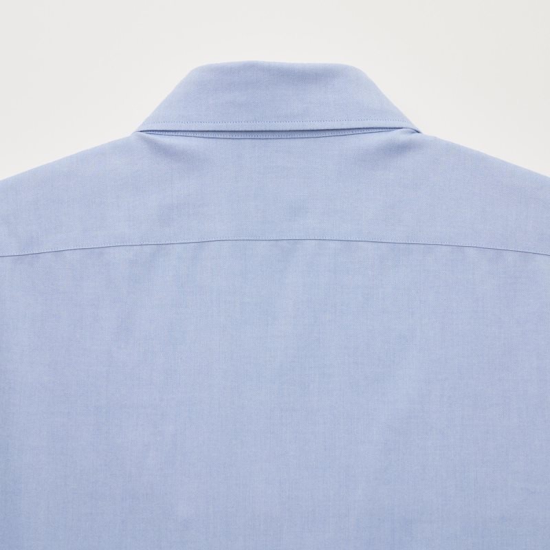 Blue Uniqlo Super Non-iron Slim-fit Long-sleeve Semi-wide Collar Men Shirts | 6878527