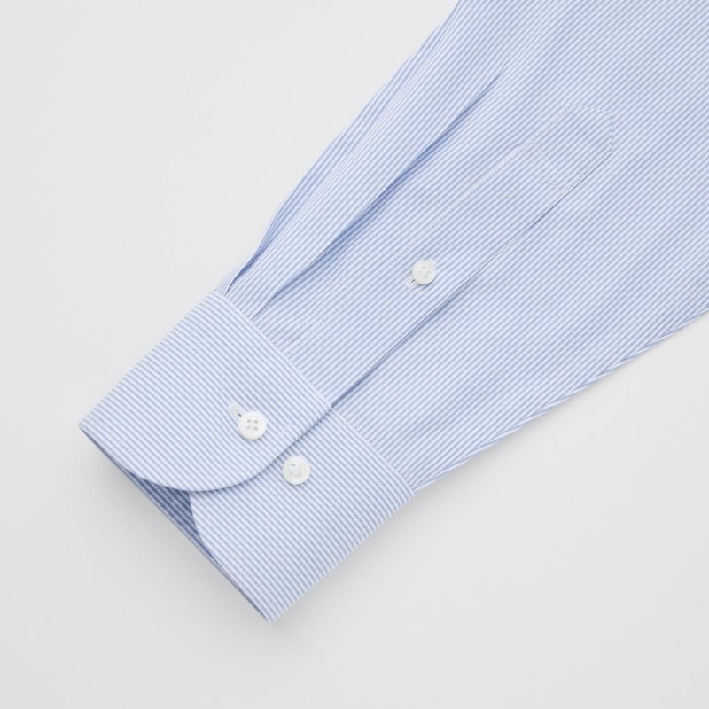 Blue Uniqlo Super Non-iron Striped Slim-fit Long-sleeve Men Shirts | 1189847