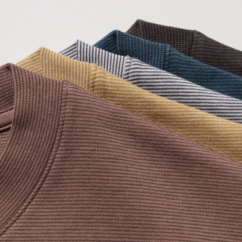 Blue Uniqlo U Airism Cotton Striped Crew Neck Oversized Men T Shirts | 689755