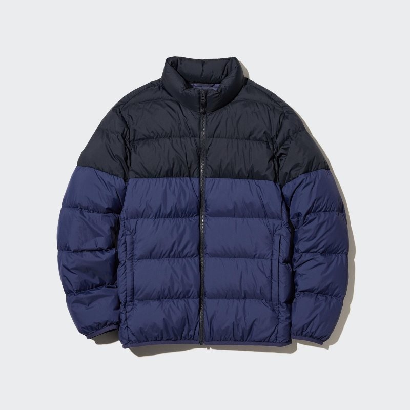 Blue Uniqlo Ultra Light Down 3d Cut Wide Quilt Color Block Men Jackets | 2707865