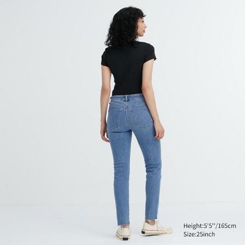 Blue Uniqlo Ultra Stretch Distressed Women Jeans | 9761472