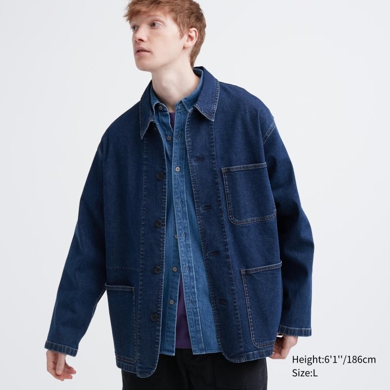 Blue Uniqlo Utility Denim Men Jackets | 608711