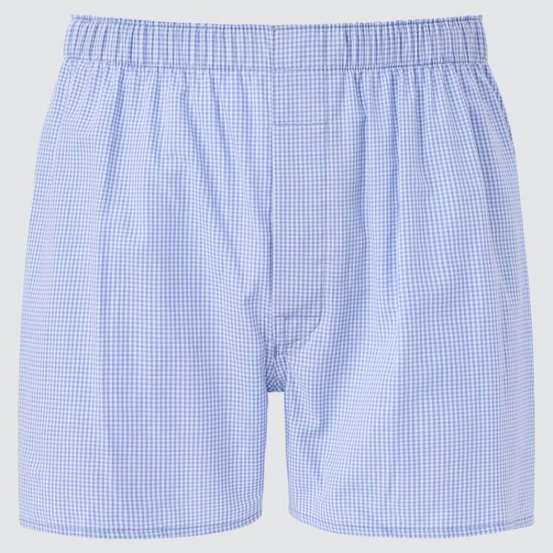 Blue Uniqlo Woven Checked Boxer Men Underwear | 9813817