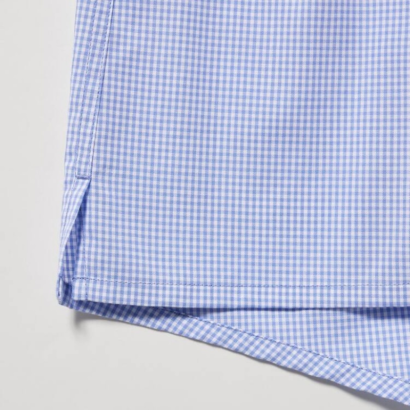 Blue Uniqlo Woven Gingham Checked Boxer Men Underwear | 3546442