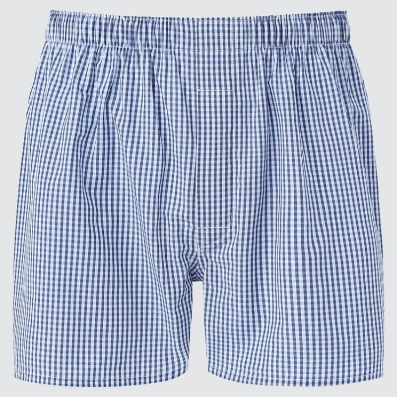 Blue Uniqlo Woven Multicoloured Checked Boxer Men Underwear | 6351926