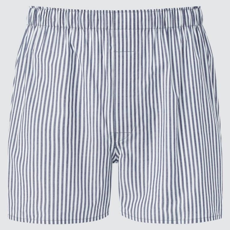 Blue Uniqlo Woven Striped Boxer Men Underwear | 9917917