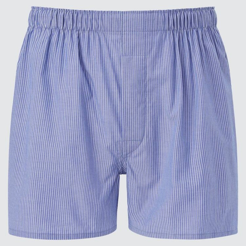 Blue Uniqlo Woven Striped Boxer Men Underwear | 8265528
