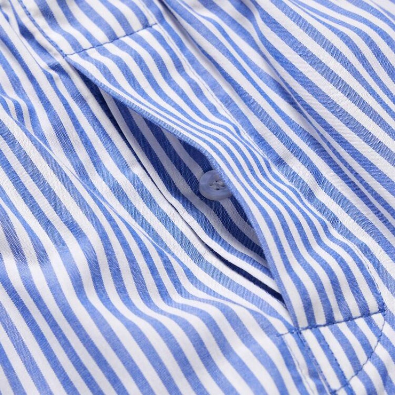 Blue Uniqlo Woven Striped Boxer Men Underwear | 9674126