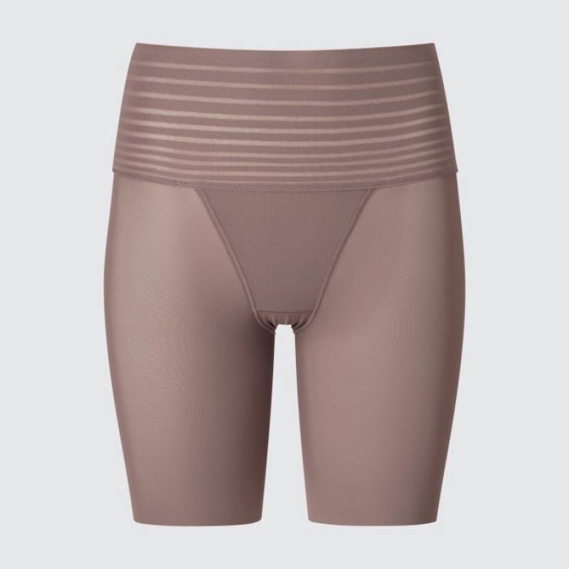 Brown Uniqlo AIRism Smooth Body Shaper Unlined Half Women Shorts | 162786