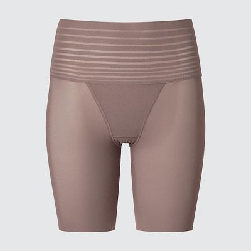 Brown Uniqlo AIRism Smooth Body Shaper Unlined Half Women Tight | 5429592