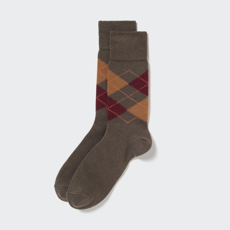 Brown Uniqlo Argyle Men Socks | 8204254
