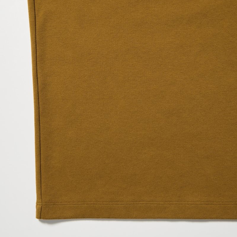 Brown Uniqlo Brushed Cotton Crew Neck Long-sleeve Men T Shirts | 7341241