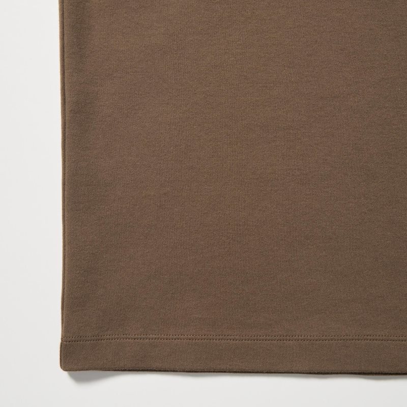 Brown Uniqlo Brushed Cotton Turtleneck Long-sleeve Men T Shirts | 9737924