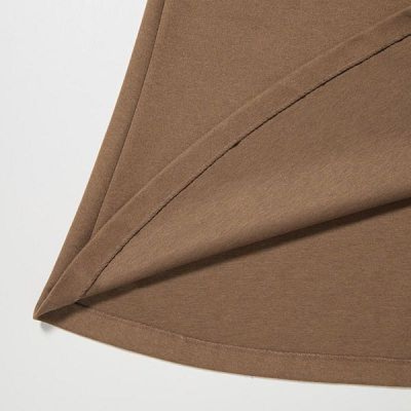 Brown Uniqlo Brushed Jersey Flared Women Skirts | 9693216