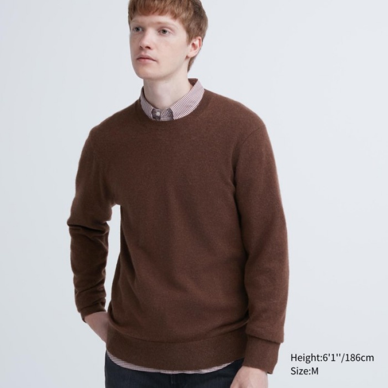 Brown Uniqlo Cashmere Crew Neck Long-sleeve Women Sweaters | 4763991