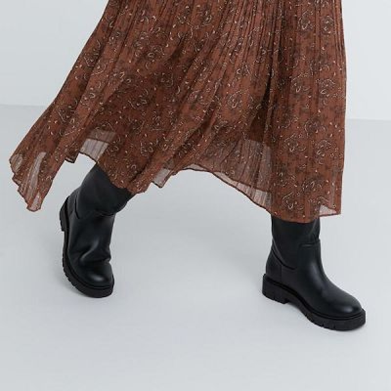 Brown Uniqlo Chiffon Pleated Women Skirts | 5816276