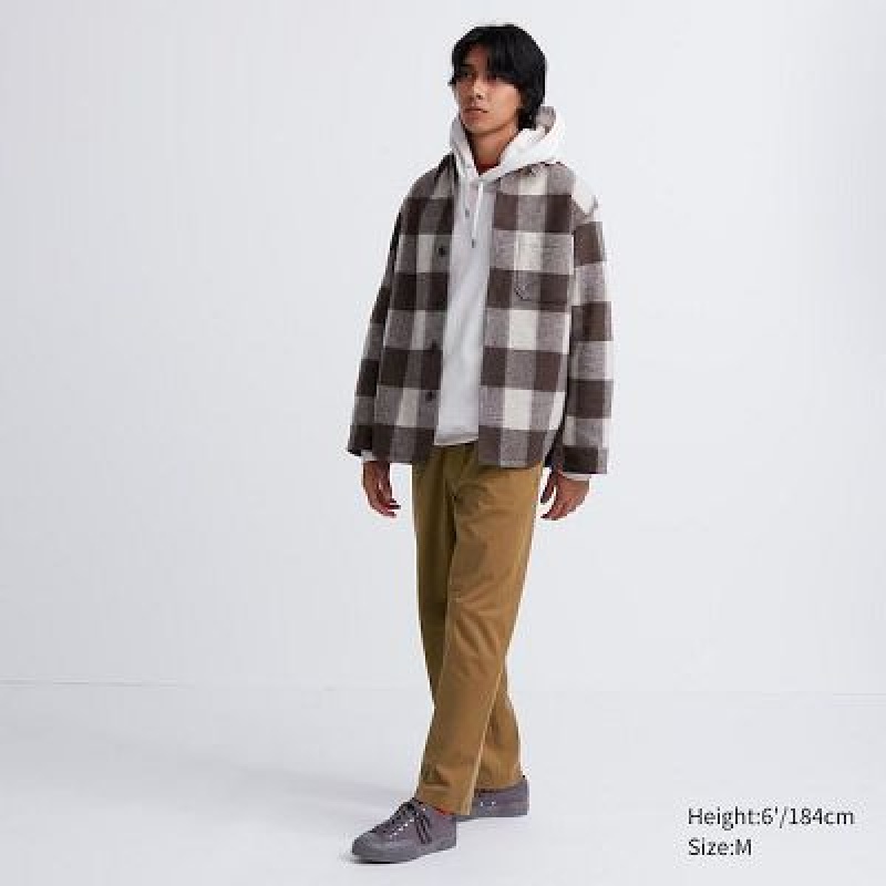 Brown Uniqlo Cotton Relaxed Ankle Women Pants | 8802322
