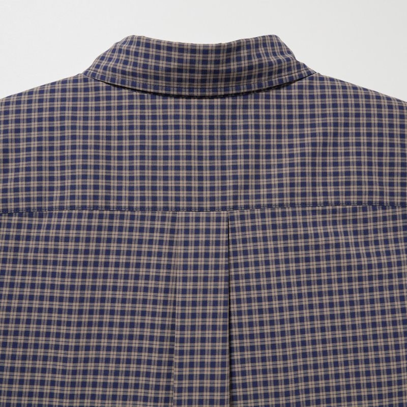 Brown Uniqlo Extra Fine Cotton Broadcloth Checked Long-sleeve Men Shirts | 5946019