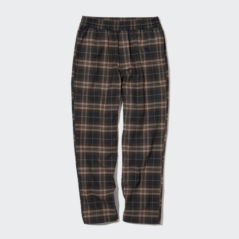 Brown Uniqlo Flannel Ankle Length Men Pants | 3205603