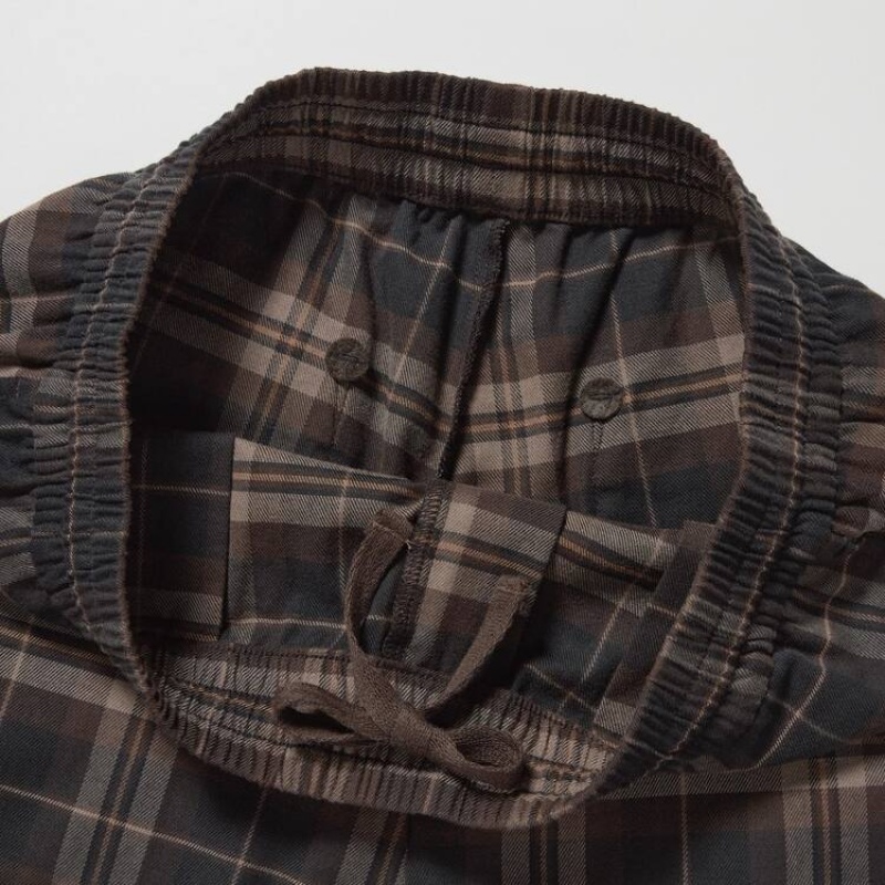 Brown Uniqlo Flannel Ankle Length Men Pants | 3205603