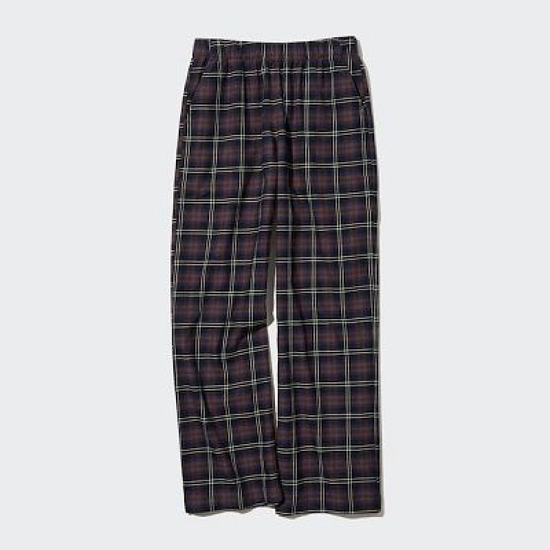 Brown Uniqlo Flannel Checked Women Pants | 766449