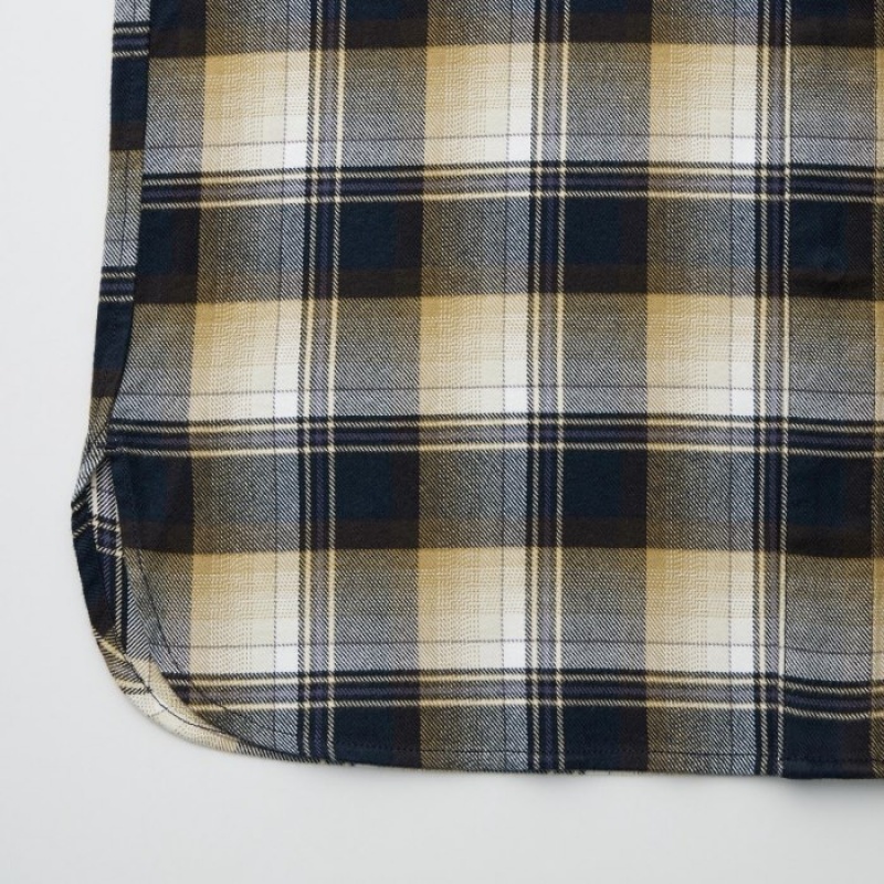 Brown Uniqlo Flannel Long-Sleeve Women Shirts | 833091