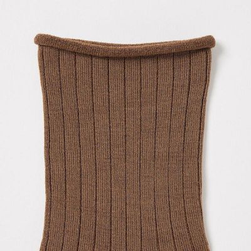 Brown Uniqlo HEATTECH Crew Women Socks | 4531343