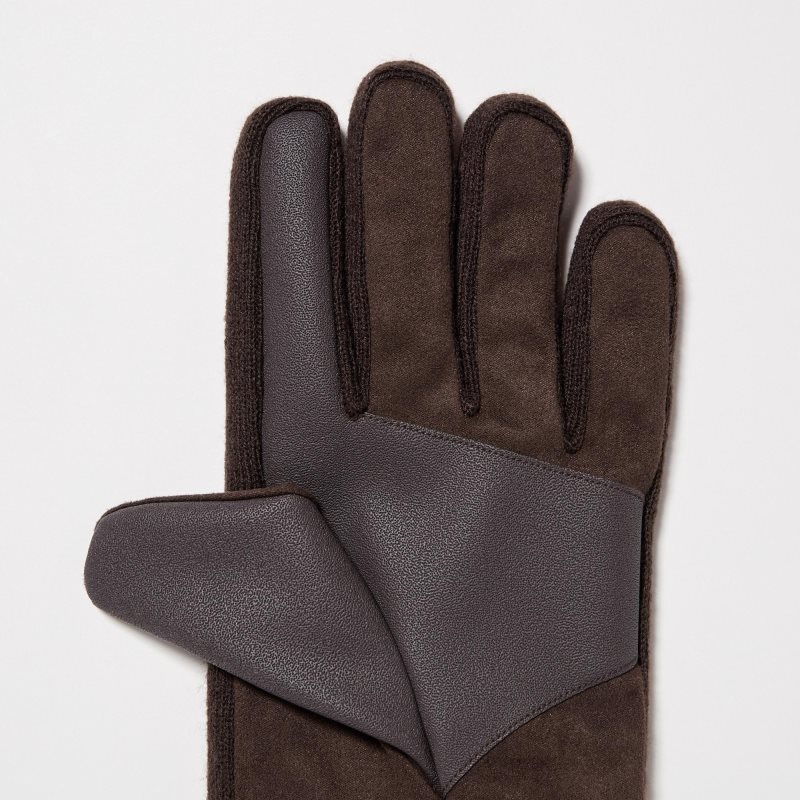 Brown Uniqlo HEATTECH Lined Men Gloves | 5631543