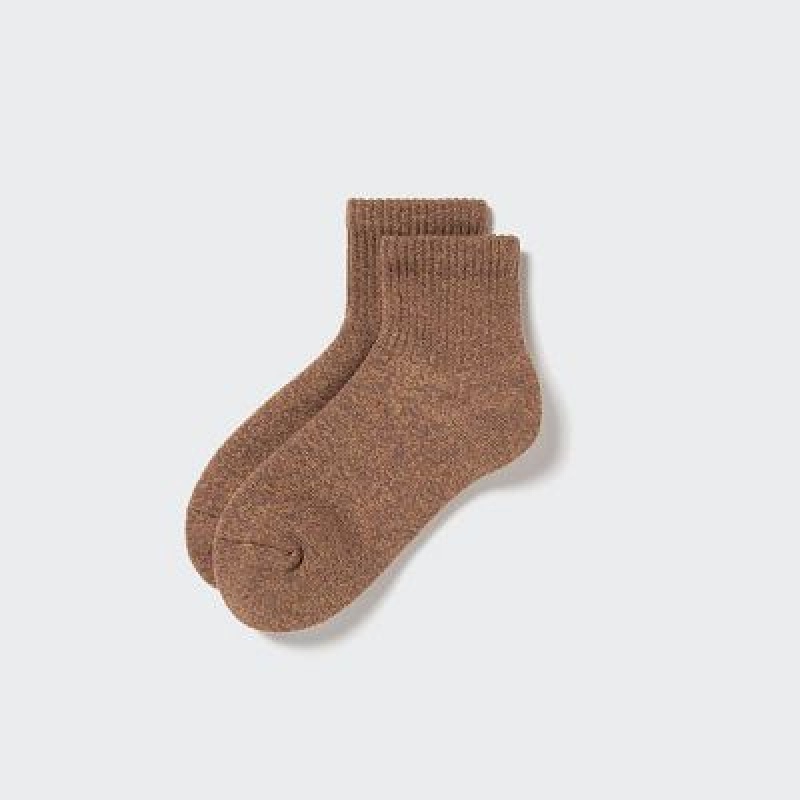 Brown Uniqlo HEATTECH Pile Half Women Socks | 6282925