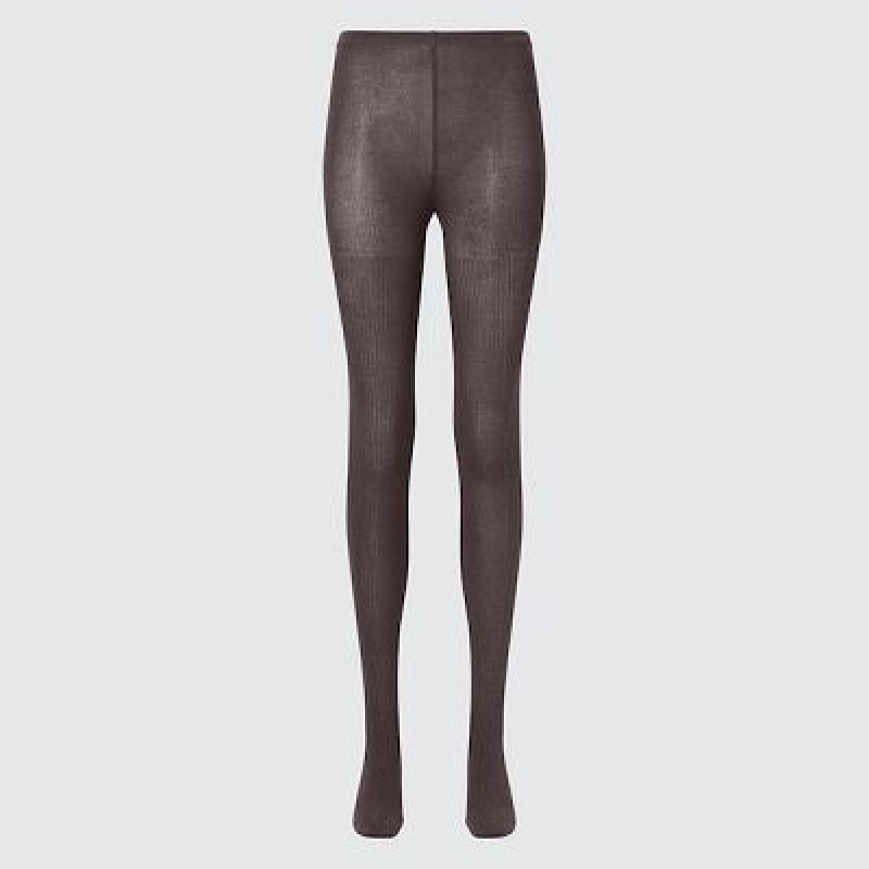 Brown Uniqlo HEATTECH Ribbed Knitted Women Tight | 2549484