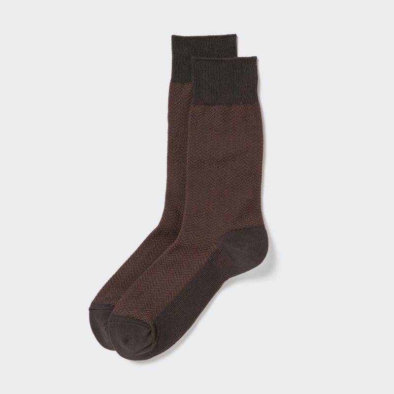 Brown Uniqlo Herringbone Men Socks | 3736636