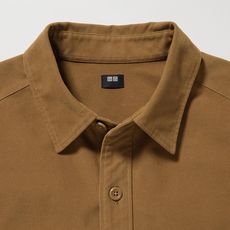 Brown Uniqlo Jersey Utility Long-sleeve Overshirt Men Shirts | 158235