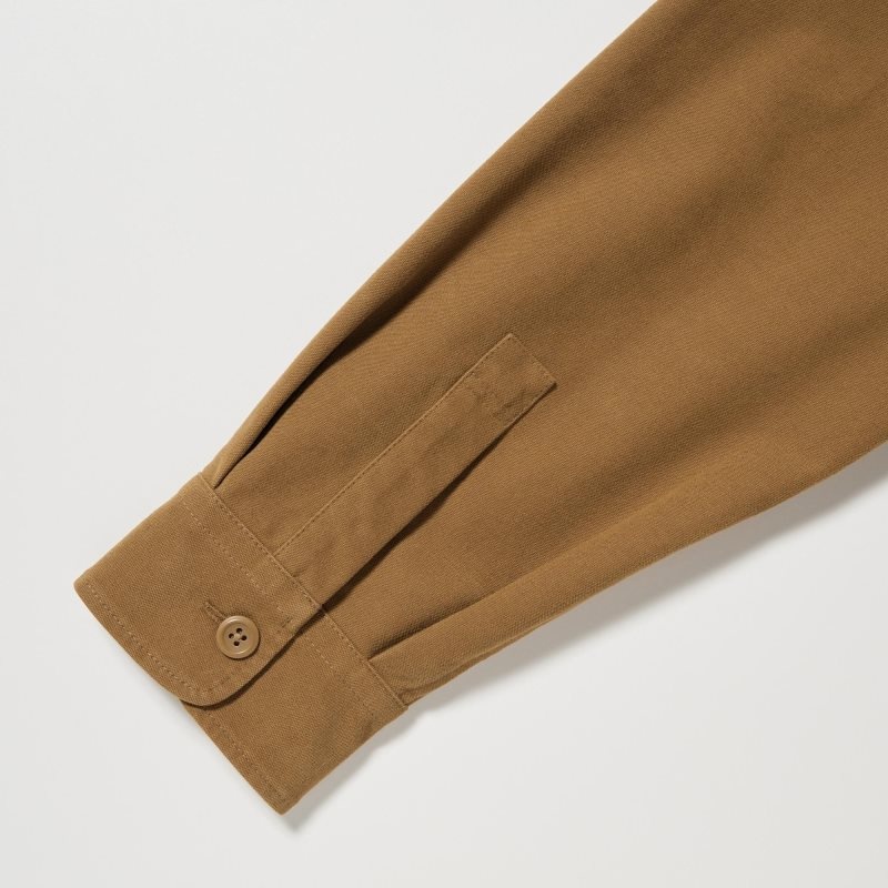 Brown Uniqlo Jersey Utility Long-sleeve Overshirt Men Shirts | 158235