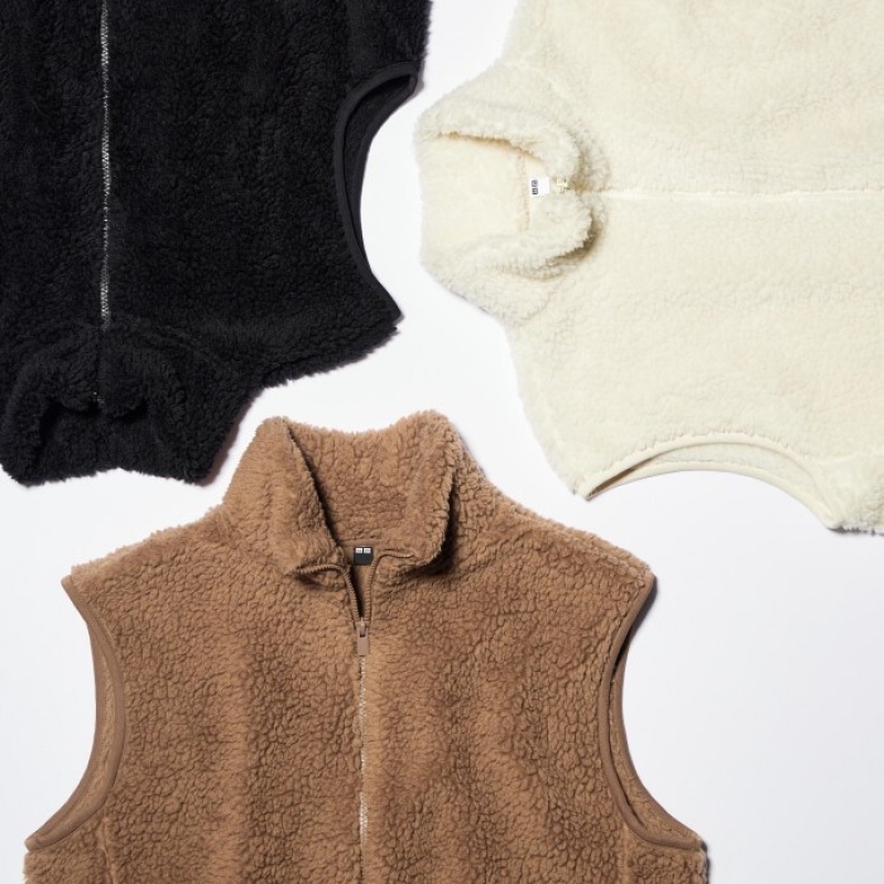 Brown Uniqlo Light Pile-Lined Fleece Women Vest | 2463121