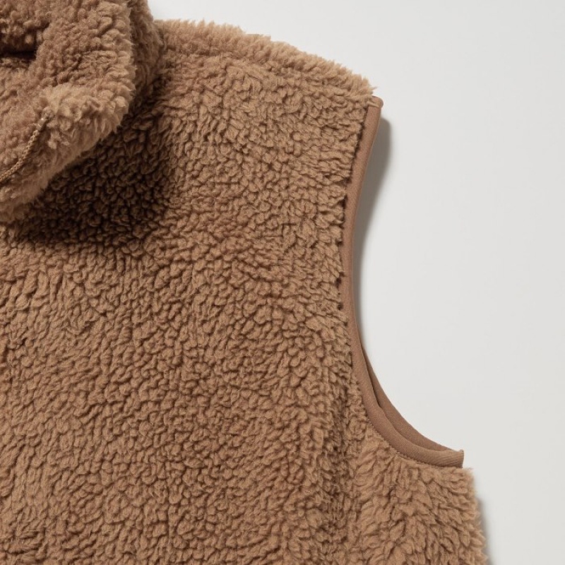 Brown Uniqlo Light Pile-Lined Fleece Women Vest | 2463121