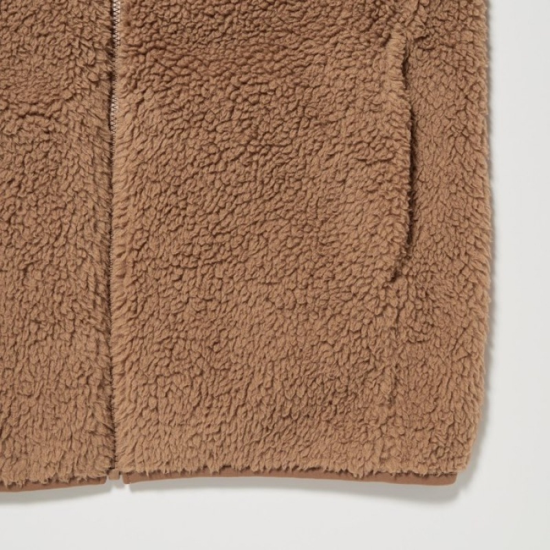 Brown Uniqlo Light Pile-Lined Fleece Women Vest | 2463121