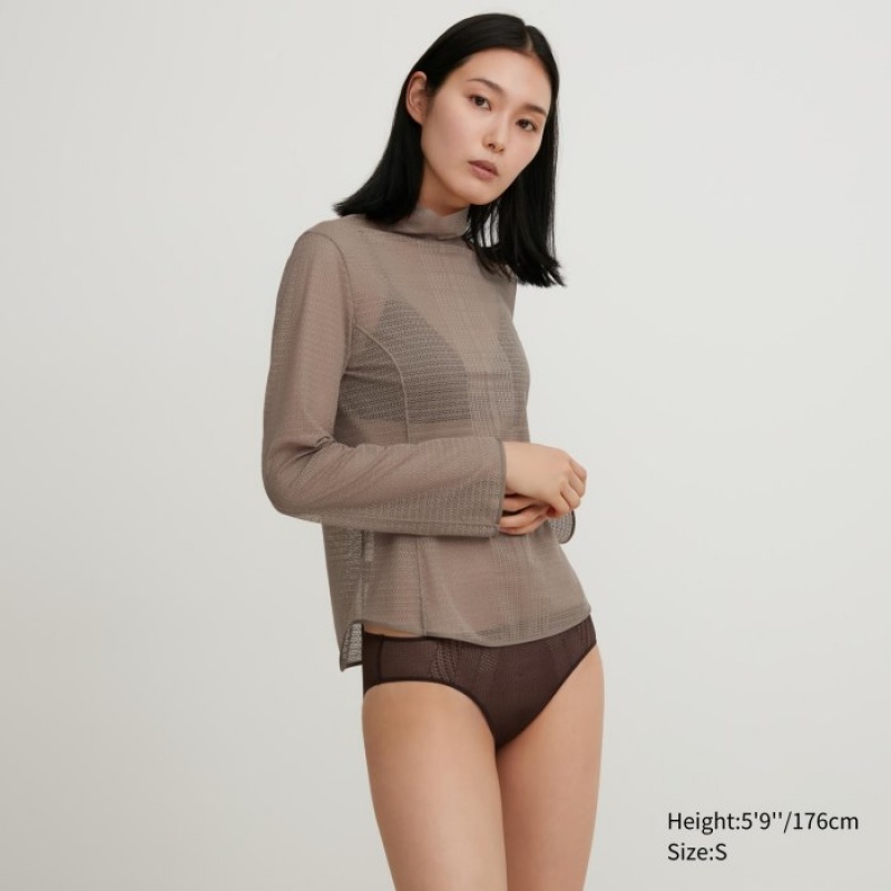 Brown Uniqlo Mesh Regular Women Shorts | 9526508