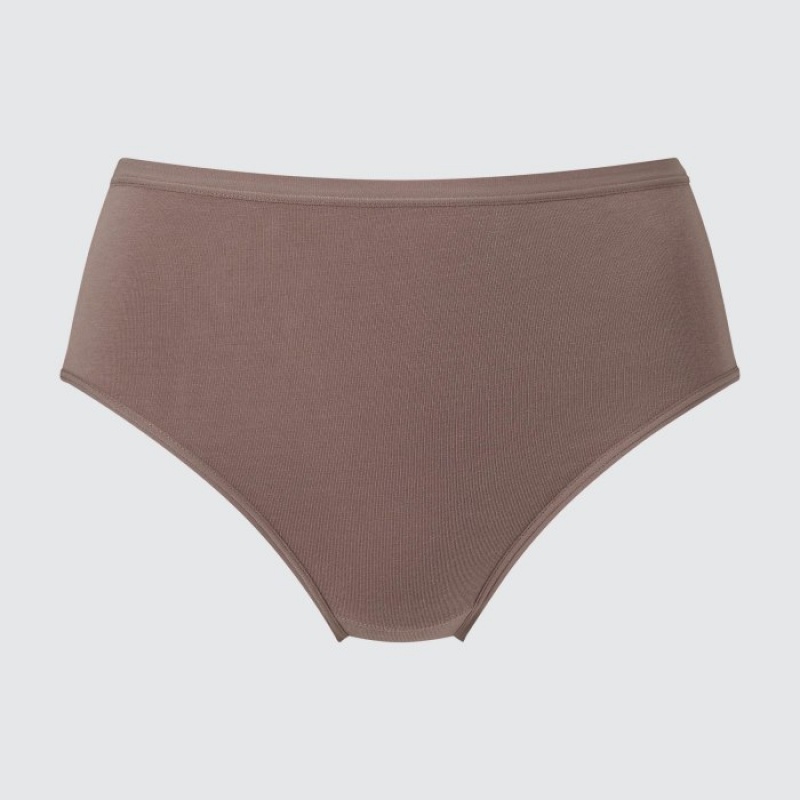Brown Uniqlo Plain High-Rise Women Briefs | 2726706