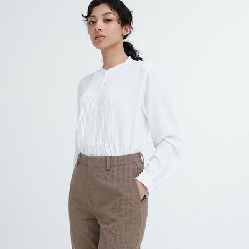 Brown Uniqlo Smart Ankle (2-Way Stretch Check) Women Pants | 6975639