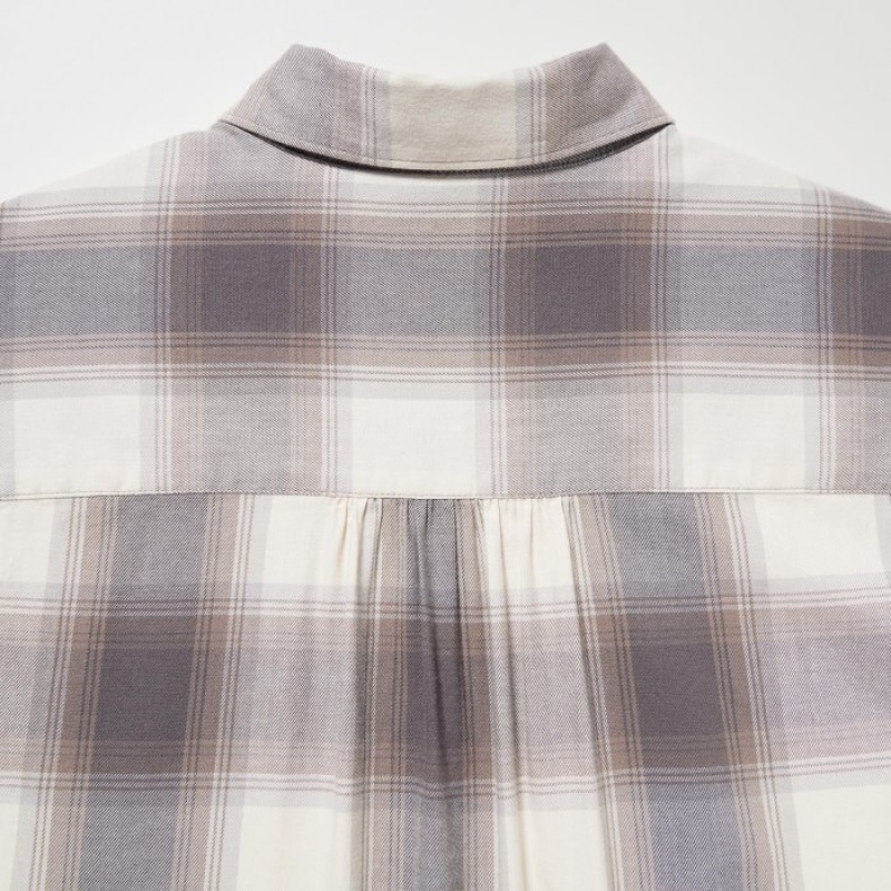 Brown Uniqlo Soft Brushed Checked Long-Sleeve Women Shirts | 7630245