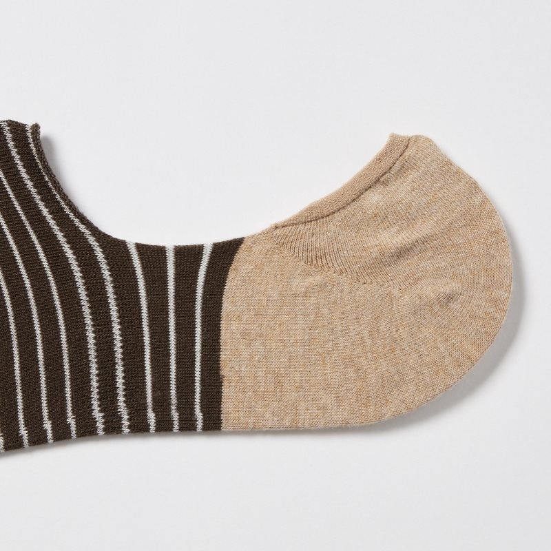 Brown Uniqlo Striped Low Cut Men Socks | 4629133